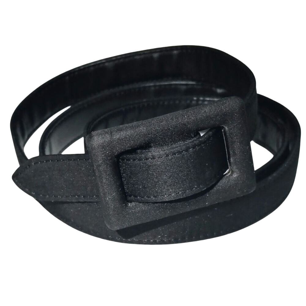 Black Ralph Lauren Pull Through Satin Fabric Dressy Formal Business Belt Size 10